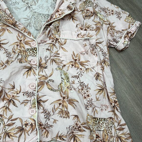 Generation Love Pink Leopard Botanical Print Pajama Short Set Size Small - Picture 3 of 9